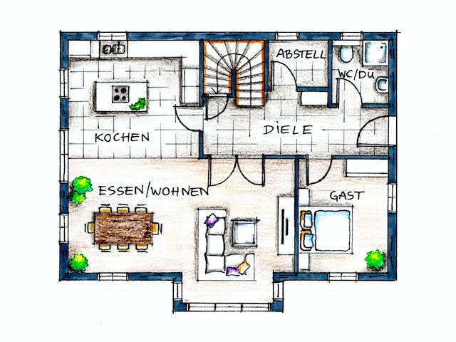 Blockhaus Chiemsee von Rems-Murr-Holzhaus Schlüsselfertig ab 590000€, Blockhaus Grundriss 1