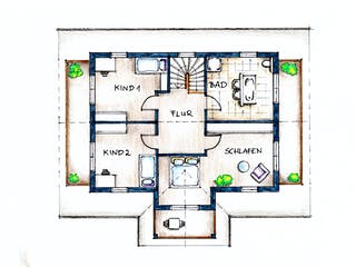 Blockhaus Chiemsee von Rems-Murr-Holzhaus Ausbauhaus ab 397540€, Blockhaus Grundriss 2