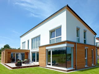 Fertighaus Ibiza von Rems-Murr-Holzhaus Ausbauhaus ab 441508€, Pultdachhaus Außenansicht 1