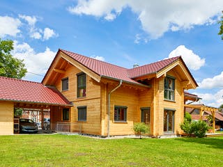 Blockhaus Rosengarten von Rems-Murr-Holzhaus Ausbauhaus ab 372635€, Blockhaus Außenansicht 2