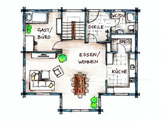 Blockhaus Rosengarten von Rems-Murr-Holzhaus Ausbauhaus ab 372635€, Blockhaus Grundriss 1