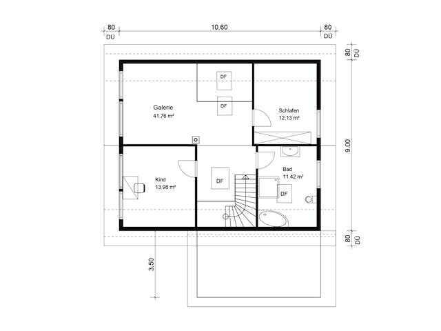 Blockhaus Schwalbenflug von Rems-Murr-Holzhaus Schlüsselfertig ab 470000€, Satteldach-Klassiker Grundriss 2