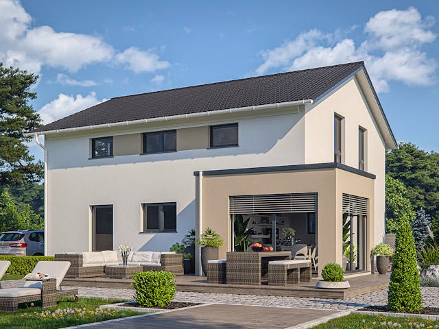 Fertighaus Clou 149 von RENSCH-HAUS Schlüsselfertig ab 397334€, Satteldach-Klassiker Außenansicht 1