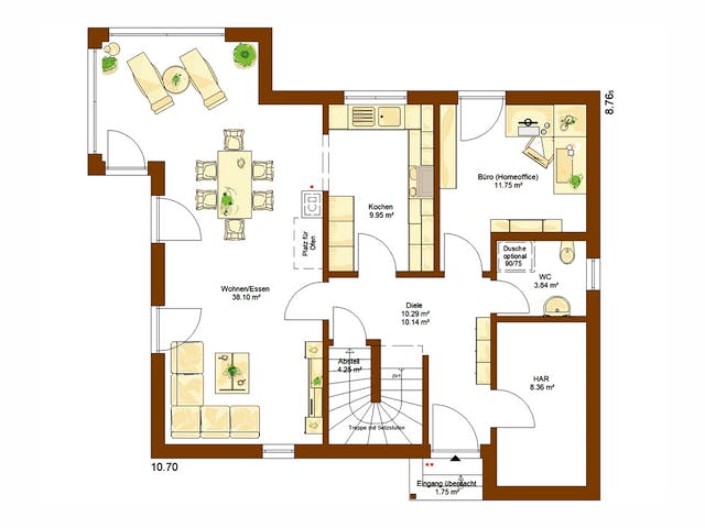 Fertighaus Clou 149 von RENSCH-HAUS Schlüsselfertig ab 397334€, Satteldach-Klassiker Grundriss 1