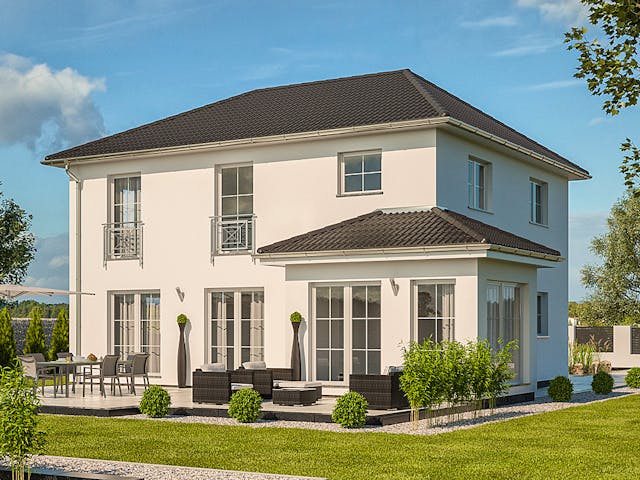 Fertighaus CLOU 157 Walmdach von RENSCH-HAUS Schlüsselfertig ab 428646€, Stadtvilla Außenansicht 1