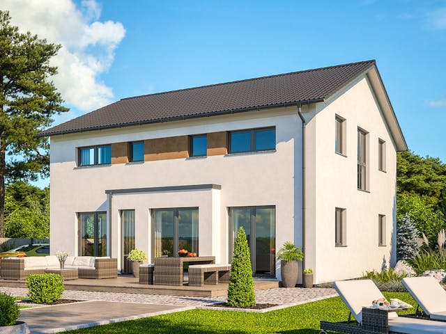 Fertighaus CLOU 169 von RENSCH-HAUS Schlüsselfertig ab 409757€, Satteldach-Klassiker Außenansicht 1 Fertighaus CLOU 169 von RENSCH-HAUS Schlüsselfertig ab 409757€, Satteldach-Klassiker Außenansicht 1