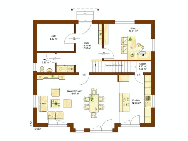 Fertighaus CLOU 169 von RENSCH-HAUS Schlüsselfertig ab 409757€, Satteldach-Klassiker Grundriss 1