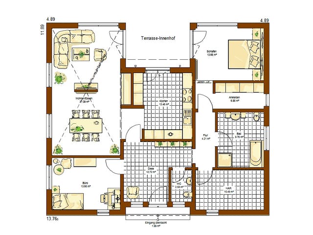 Fertighaus Bungalow Liberty M von RENSCH-HAUS, Bungalow Grundriss 1