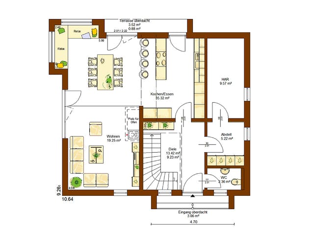 Fertighaus Life 150 von RENSCH-HAUS Schlüsselfertig ab 385718€, Satteldach-Klassiker Grundriss 1