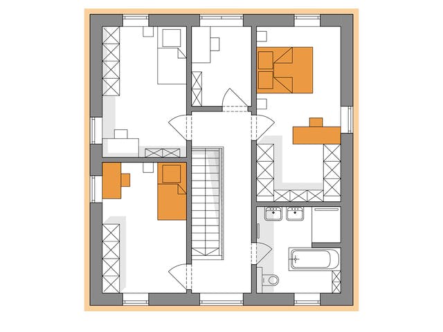 Massivhaus Komfort Haus - Bauhaus mit Erweiterung EG von RKR Systembau, Cubushaus Grundriss 2