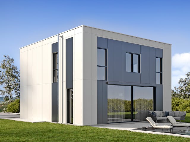Massivhaus Komfort Haus - Bauhaus von RKR Systembau, Cubushaus Außenansicht 1