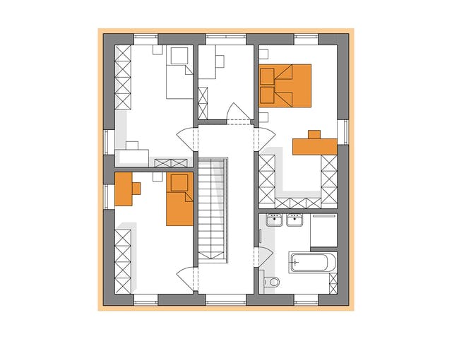 Massivhaus Komfort Haus - Bauhaus von RKR Systembau, Cubushaus Grundriss 2