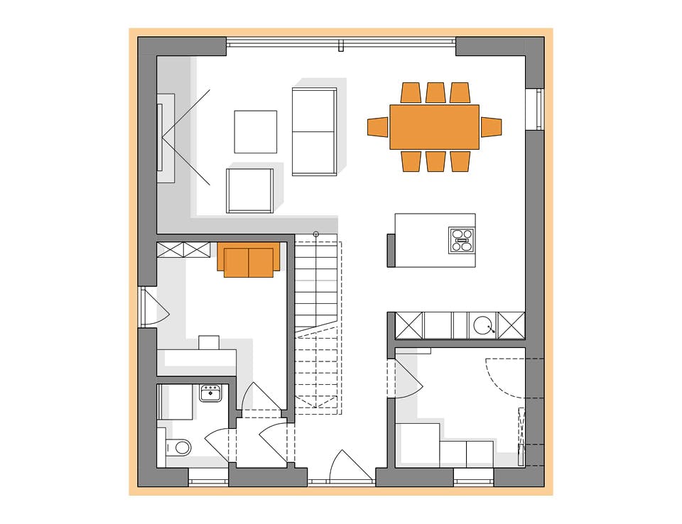 Massivhaus Komfort Haus - Satteldach von RKR Systembau, Satteldach-Klassiker Grundriss 1