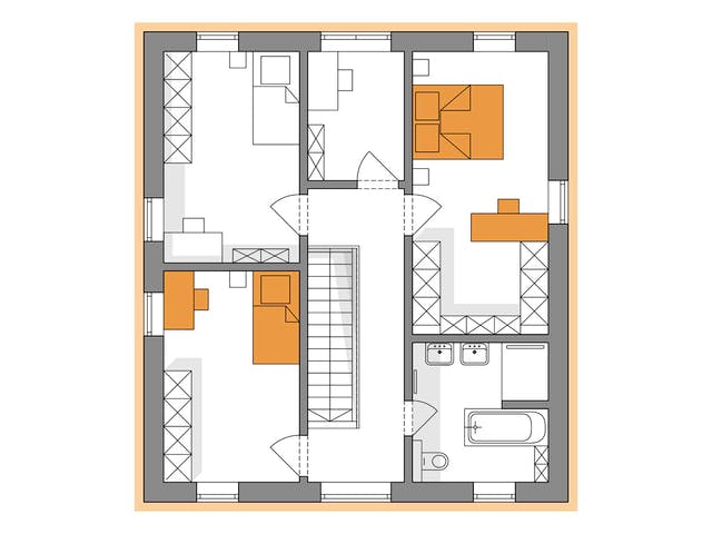 Massivhaus Komfort Haus - Studio mit Erweiterung EG von RKR Systembau, Satteldach-Klassiker Grundriss 2
