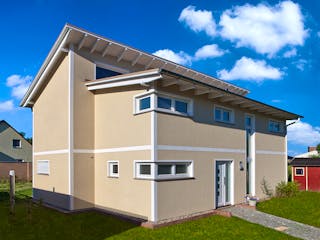 Massivhaus Pultus von ROTH MASSIVHAUS Schlüsselfertig ab 365000€, Pultdachhaus Außenansicht 3