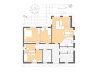 Massivhaus Bungalow Usedom von ROTH MASSIVHAUS Schlüsselfertig ab 374900€, Bungalow Grundriss 1