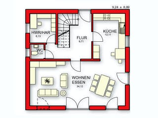 Massivhaus Junge Familie von Rothdach, Satteldach-Klassiker Grundriss 1