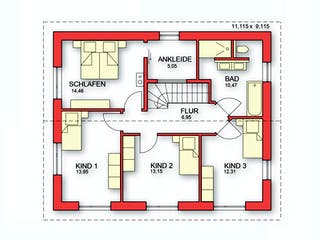 Massivhaus Modern von Rothdach, Satteldach-Klassiker Grundriss 2