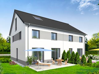 Massivhaus Quadriga II von R+S Immobilien Schlüsselfertig ab 355000€, Satteldach-Klassiker Außenansicht 1