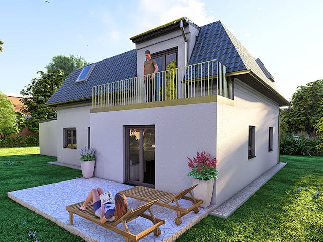 Massivhaus Einfamilienhaus 2 von SAALE-Haus, Stadtvilla Außenansicht 1