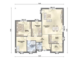 Fertighaus Aktionshaus Bungalow von Scheller-Haus Schlüsselfertig ab 313295€, Bungalow Grundriss 1