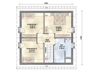 Fertighaus Aktionshaus Familie 126 von Scheller-Haus Schlüsselfertig ab 322561€, Satteldach-Klassiker Grundriss 2