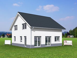 Fertighaus Aktionshaus Familie 155 von Scheller-Haus Schlüsselfertig ab 356685€, Satteldach-Klassiker Außenansicht 3