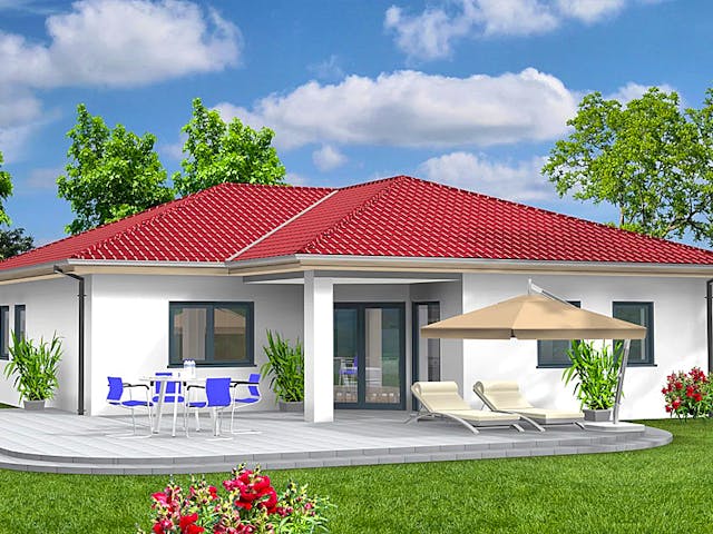 Massivhaus Bungalow Pure-Line 8 von Schneider Massivhaus, Bungalow Außenansicht 1 Massivhaus Bungalow Pure-Line 8 von Schneider Massivhaus, Bungalow Außenansicht 1