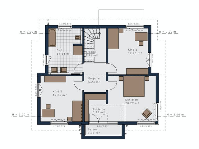 Fertighaus Selection-E-175 E1 von SCHWABENHAUS Schlüsselfertig ab 472291€, Satteldach-Klassiker Grundriss 2