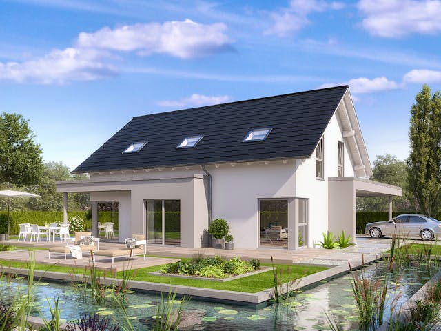 Fertighaus Selection-E-169 E1 von SCHWABENHAUS Schlüsselfertig ab 420613€, Satteldach-Klassiker Außenansicht 1