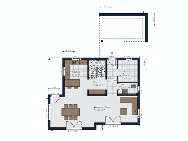 Fertighaus Sensation-E-132 E6 von SCHWABENHAUS Schlüsselfertig ab 379823€, Satteldach-Klassiker Grundriss 1