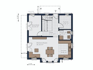 Fertighaus Sensation-E-133 E4 von SCHWABENHAUS Schlüsselfertig ab 343279€, Satteldach-Klassiker Grundriss 1