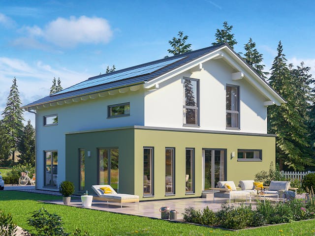 Fertighaus SmartSpace Einfamilienhäuser von SCHWABENHAUS Schlüsselfertig ab 295290€, Satteldach-Klassiker Außenansicht 11