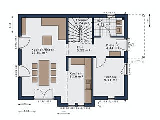 Fertighaus SmartSpace-E-120 E1 von SCHWABENHAUS Schlüsselfertig ab 299017€, Satteldach-Klassiker Grundriss 1