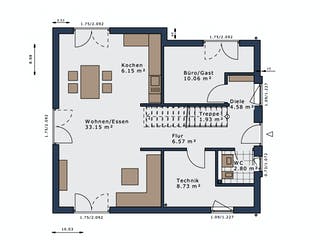 Fertighaus SmartSpace-E-140 E1 von SCHWABENHAUS Schlüsselfertig ab 334829€, Satteldach-Klassiker Grundriss 1