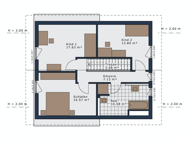 Fertighaus SmartSpace-E-140 E3 von SCHWABENHAUS Schlüsselfertig ab 376238€, Satteldach-Klassiker Grundriss 2