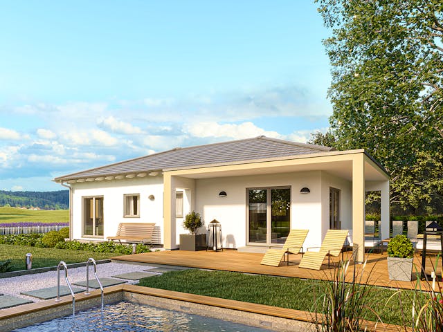 Fertighaus Solitaire-B-090 E2 von SCHWABENHAUS Schlüsselfertig ab 322475€, Bungalow Außenansicht 1