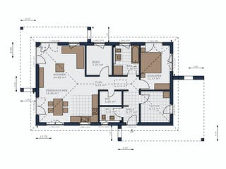 Fertighaus Solitaire-B-090 E2 von SCHWABENHAUS Schlüsselfertig ab 322475€, Bungalow Grundriss 1