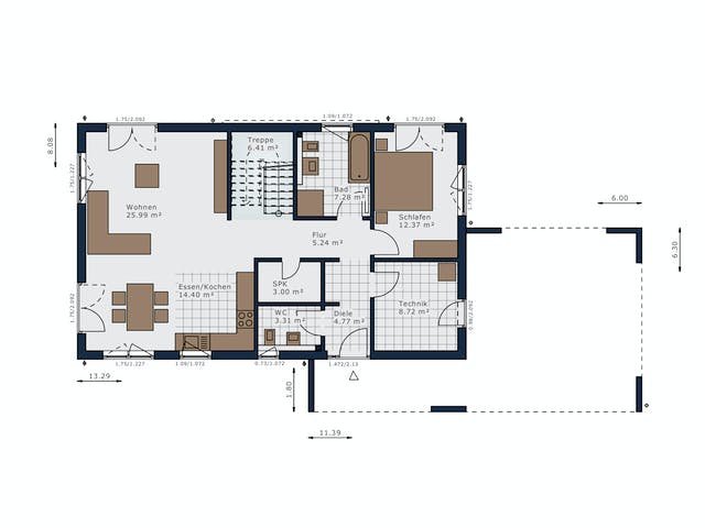 Fertighaus Solitaire-B-090 E5 von SCHWABENHAUS Schlüsselfertig ab 392357€, Bungalow Grundriss 1