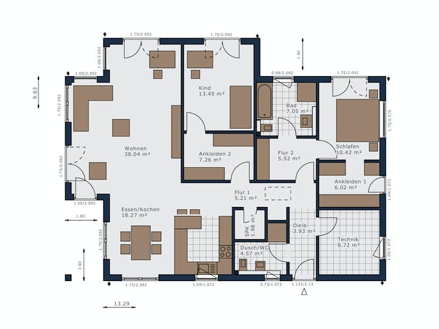 Fertighaus Solitaire-B-110 E3 von SCHWABENHAUS Schlüsselfertig ab 389173€, Bungalow Grundriss 1