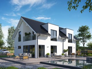 Fertighaus Solitaire-E-155 E1 von SCHWABENHAUS Schlüsselfertig ab 367700€, Satteldach-Klassiker Außenansicht 1