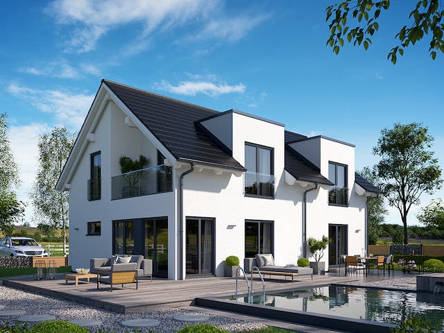 Fertighaus Solitaire-E-155 E1 von SCHWABENHAUS Schlüsselfertig ab 423227€, Satteldach-Klassiker Außenansicht 1