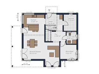 Fertighaus Solitaire-E-165 E4 von SCHWABENHAUS Schlüsselfertig ab 432216€, Satteldach-Klassiker Grundriss 1