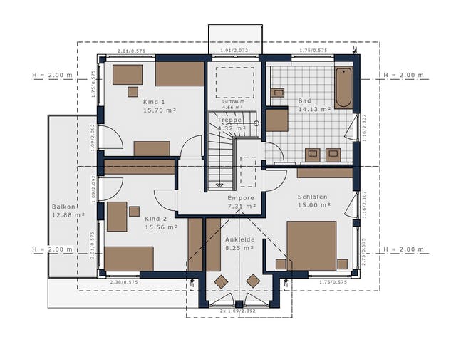 Fertighaus Solitaire-E-165 E4 von SCHWABENHAUS Schlüsselfertig ab 432216€, Satteldach-Klassiker Grundriss 2