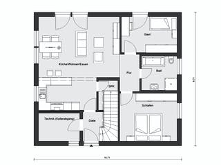 Fertighaus E 10-087.5 - Klassischer Bungalow von SchwörerHaus Schlüsselfertig ab 332313€, Bungalow Grundriss 1