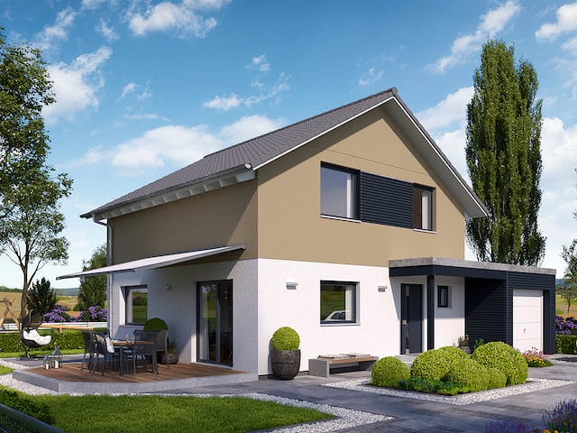 Fertighaus E 15-115.2 - Planungsidee Aktionshaus von SchwörerHaus Schlüsselfertig ab 253102€, Außenansicht 1