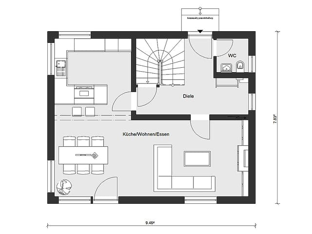 Fertighaus E 15-121.9 - Haus mit Satteldach von SchwörerHaus Schlüsselfertig ab 296534€, Satteldach-Klassiker Grundriss 1