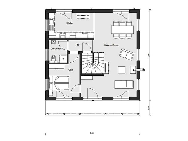 Fertighaus E 15-142.5 - Country-Haus von SchwörerHaus Schlüsselfertig ab 433771€, Satteldach-Klassiker Grundriss 1