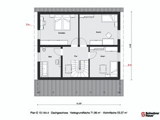 Fertighaus E 15-144.4 - Schwedenhaus von SchwörerHaus Schlüsselfertig ab 367850€, Satteldach-Klassiker Grundriss 2