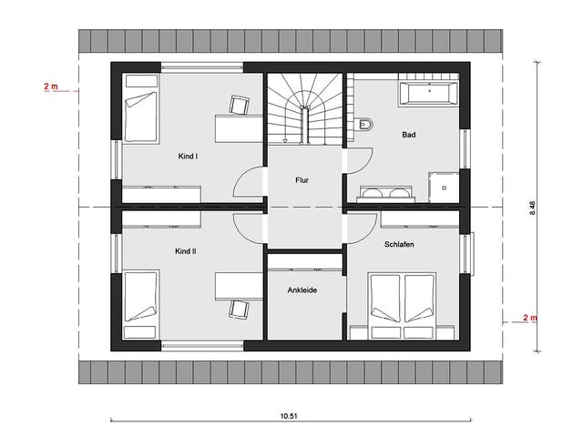 Fertighaus E 15-147.3 - Einfamilienhaus mit Terrasse von SchwörerHaus Schlüsselfertig ab 358371€, Grundriss 2